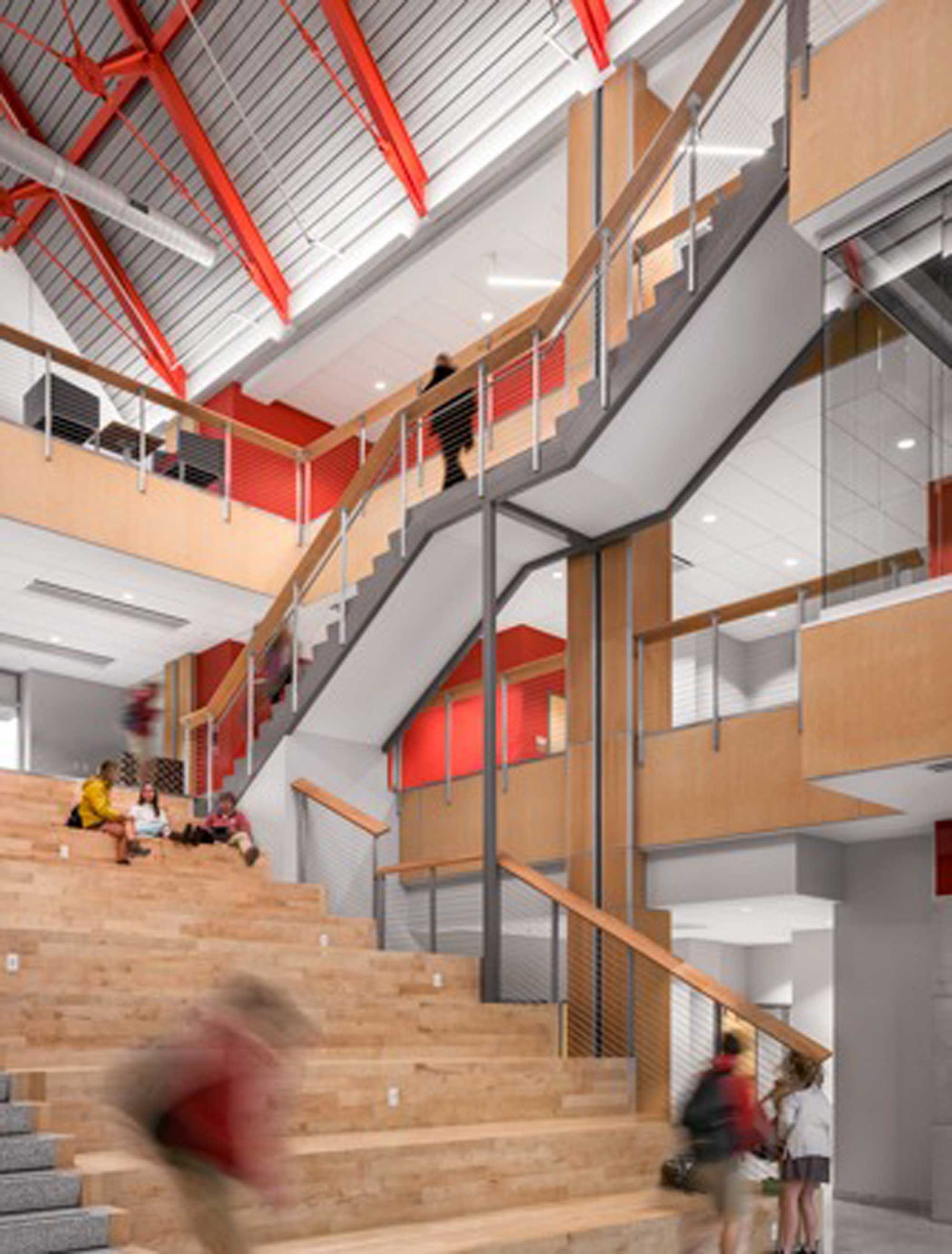 Grand wood stair and bleacher seating